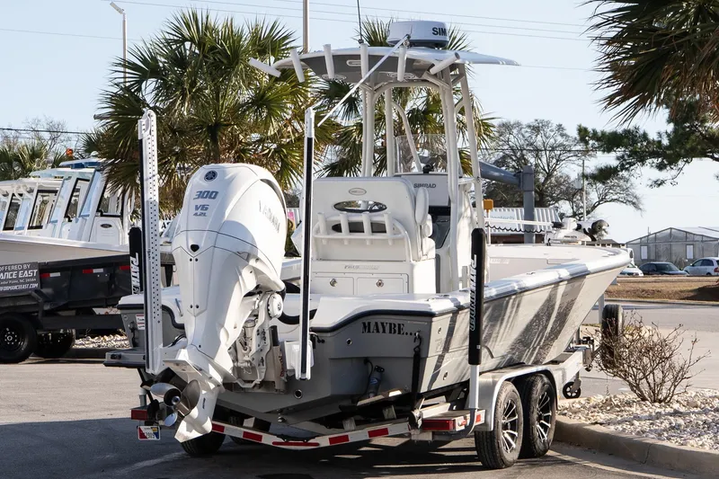 Slide: The Image of 2024 Pathfinder 2500 Hybrid boat with Yamaha 300 V6 engine on trailer. - 5