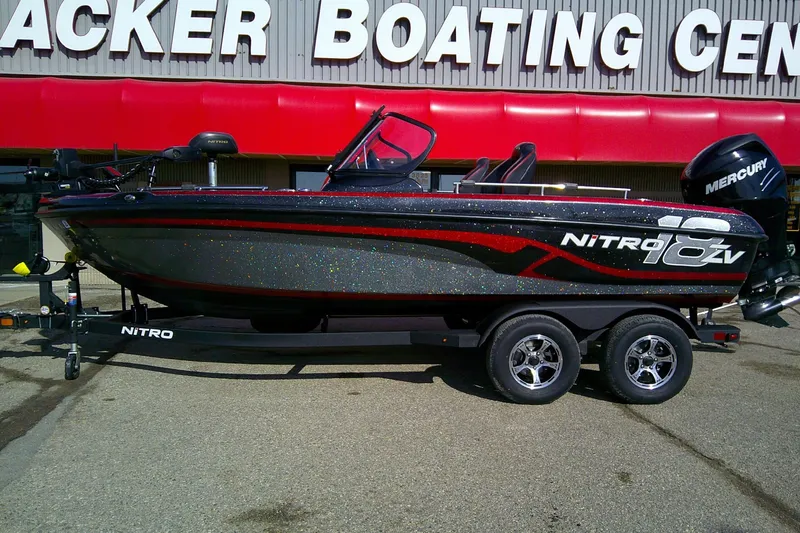The Image of 2018 Nitro ZV18 boat with Mercury engine at a boating center. - 0