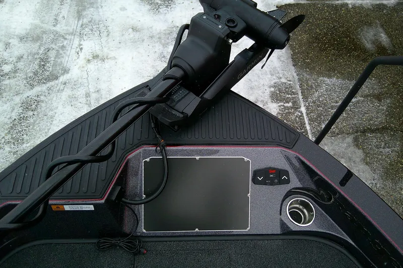 Slide: The Image of 2026 Ranger 620xFS Pro boat deck with Garmin equipment and control panel. - 13