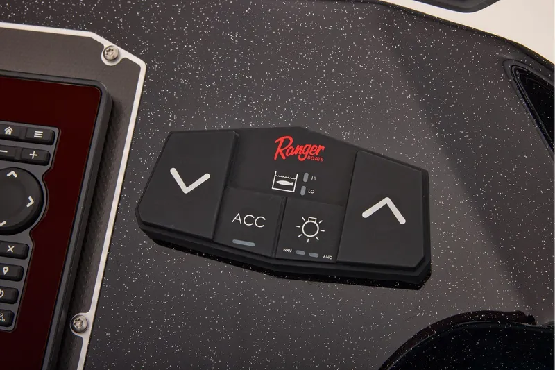 Slide: The Image of Manufacturer Provided Image: Control panel of 2026 Ranger 620xFS Pro boat with navigation and accessory buttons. - 37