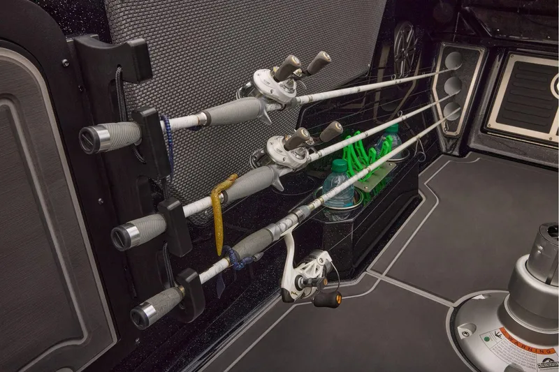 Slide: The Image of Manufacturer Provided Image: Fishing rods stored in a 2026 Ranger 620xFS Pro boat interior. - 70
