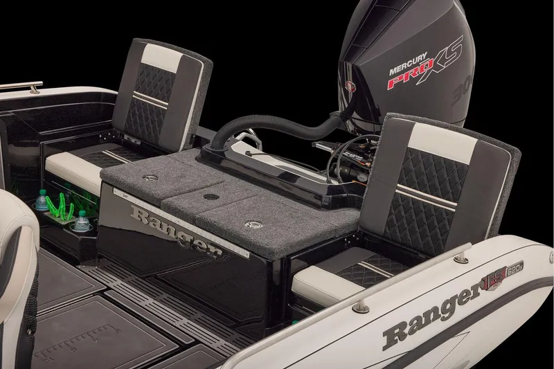 Slide: The Image of Manufacturer Provided Image: 2026 Ranger 620xFS Pro boat interior with Mercury Pro XS engine. - 77