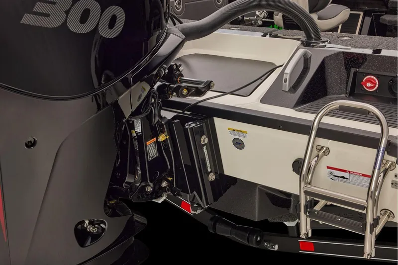 Slide: The Image of Manufacturer Provided Image: 2026 Ranger 620xFS Pro boat with powerful 300 HP engine and sturdy ladder. - 80