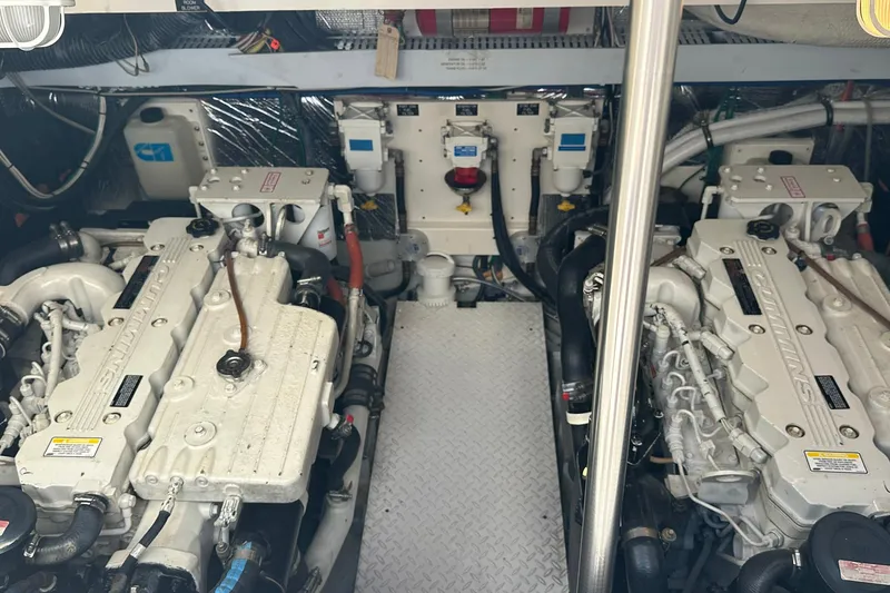 Slide: The Image of Engine room of 2006 Rampage 33 Express with twin Cummins engines. - 19