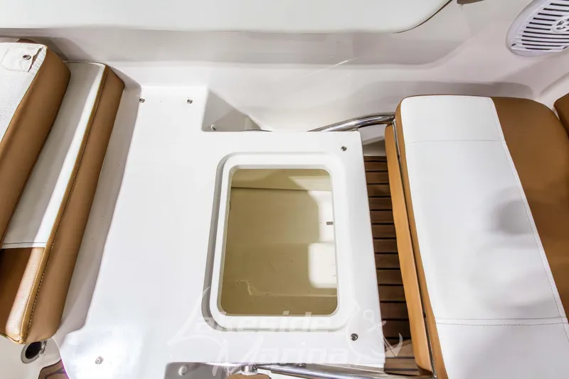 Slide: The Image of 2022 Bayliner VR5 Bowrider OB interior seating and storage compartment. - 23