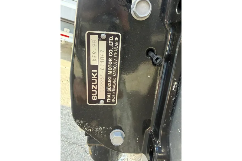 Slide: The Image of Close-up of Suzuki motor label on 2016 Raider 182 Pro Sport boat. - 5