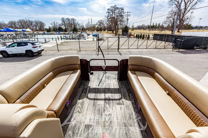 Slide: The Image of 2023 Godfrey Sweetwater 2286 FS pontoon boat with spacious seating and modern design. - 13