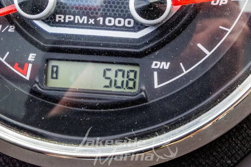 Slide: The Image of Close-up of 2023 Godfrey Sweetwater 2286 FS tachometer displaying 50.8 RPM. - 21