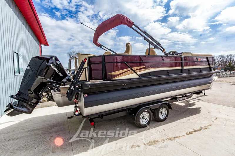 Slide: The Image of 2023 Godfrey Sweetwater 2286 FS pontoon boat with Mercury engine on trailer. - 3