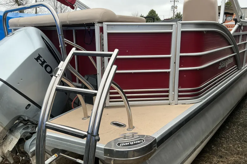 Slide: The Image of 2013 Godfrey Sanpan SP2200 BC3 pontoon boat with Honda outboard motor. - 7