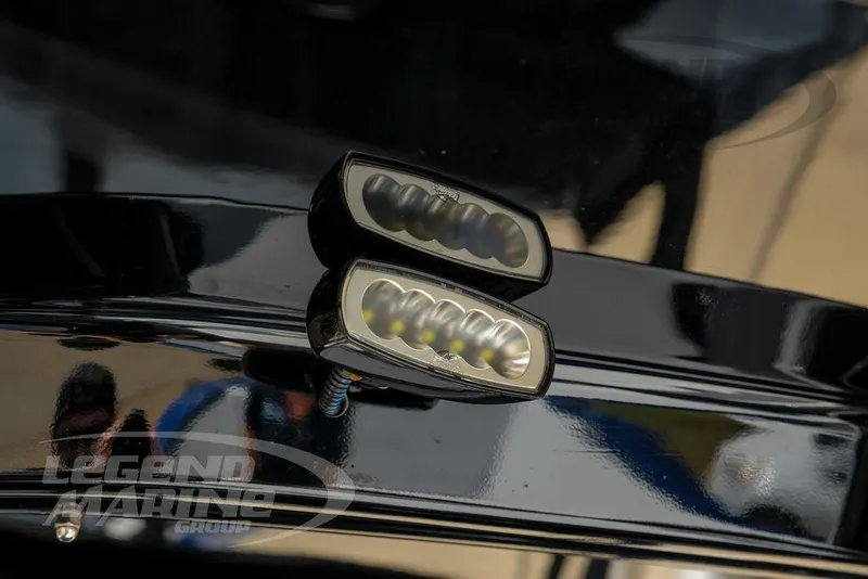 Slide: The Image of Close-up of 2023 Nor-Tech 390 Sport Center Console boat lights. - 30