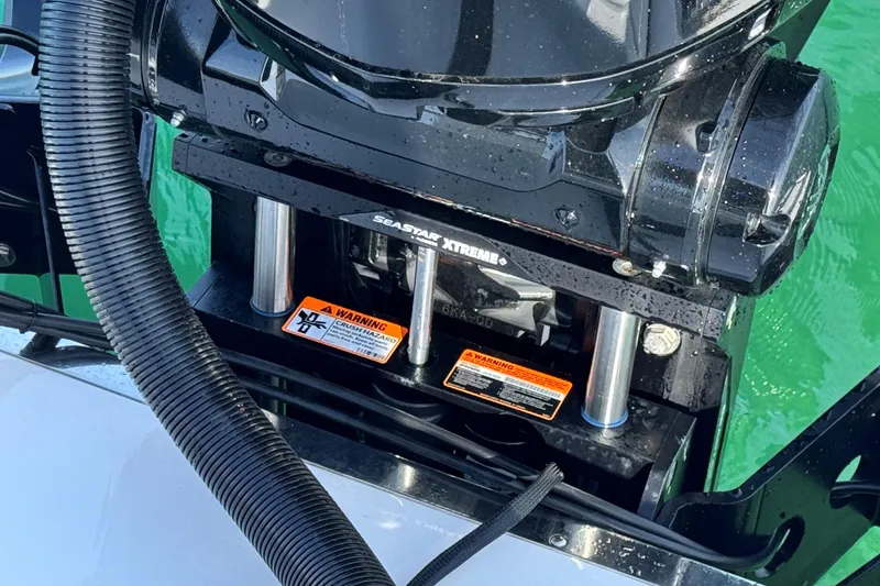 Slide: The Image of Close-up of 2025 Crevalle 24 HCO boat engine with SeaStar Xtreme components. - 48