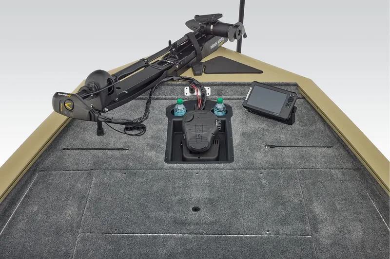 Slide: The Image of Manufacturer Provided Image: 2026 Tracker Pro Team 195 boat deck with trolling motor and fishfinder. - 25