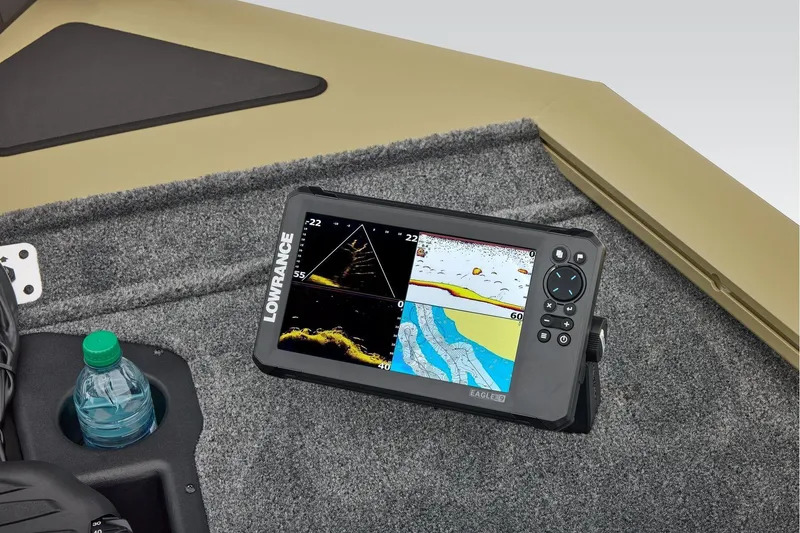 Slide: The Image of Manufacturer Provided Image: 2026 Tracker Pro Team 195 boat with Lowrance fish finder and water bottle holder. - 28