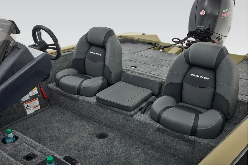 Slide: The Image of Manufacturer Provided Image: 2026 Tracker Pro Team 195 boat interior with dual seats and Mercury engine. - 52