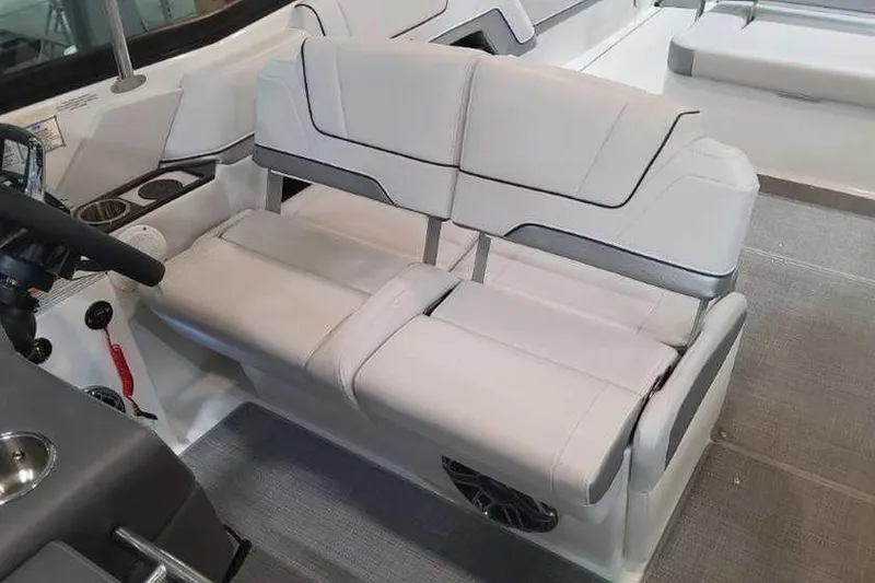 Slide: The Image of 2024 Formula 330 Crossover Bowrider I/O interior seating with modern design and comfort features. - 26