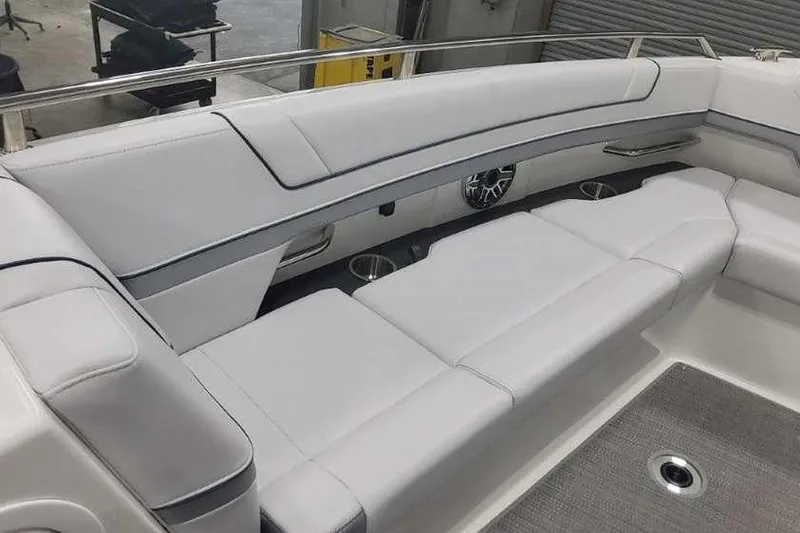 Slide: The Image of 2024 Formula 330 Crossover Bowrider I/O interior with sleek seating and modern design. - 31
