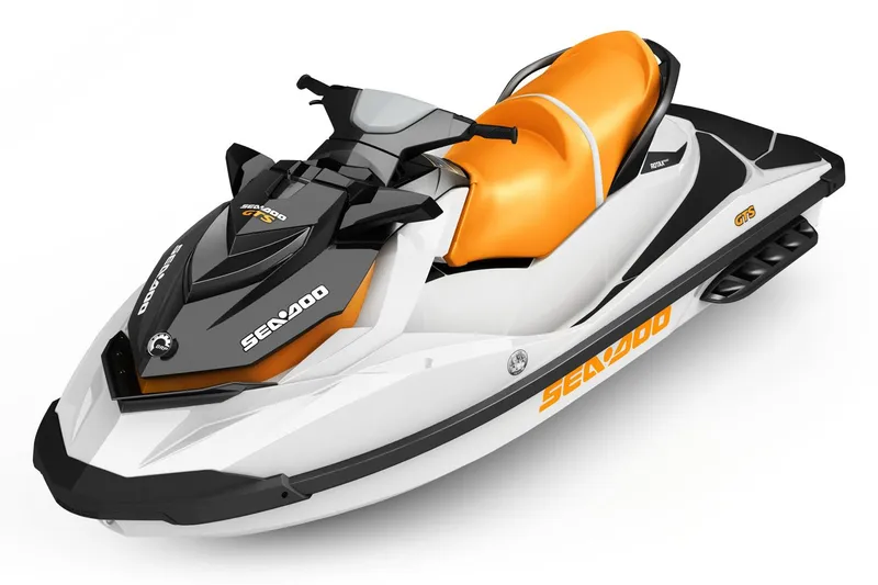 Slide: The Image of Manufacturer Provided Image: 2015 Sea-Doo GTS 130 jet ski with orange seat and white hull. - 12