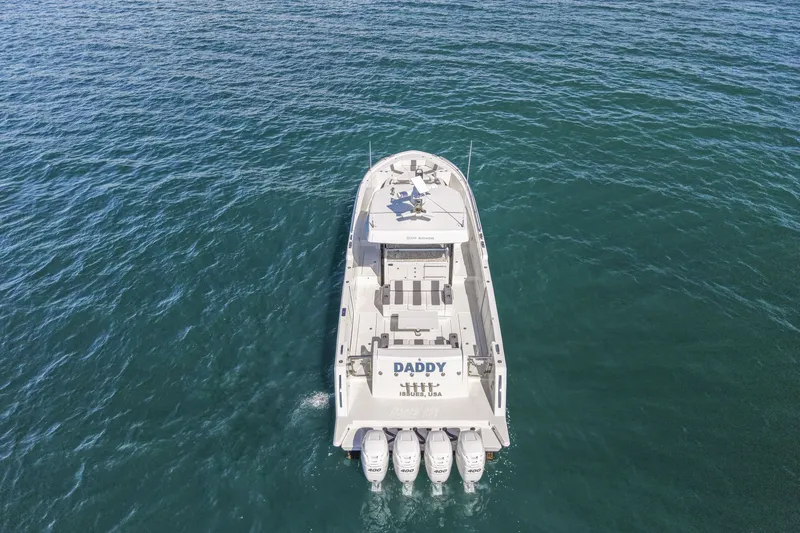 Slide: The Image of 2021 Ocean Alexander 45 Divergence Sport boat on open water, rear view. - 3