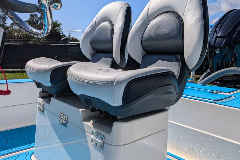 Slide: The Image of 2023 ShearWater X22 Hybrid boat seats, featuring sleek design and modern upholstery. - 20