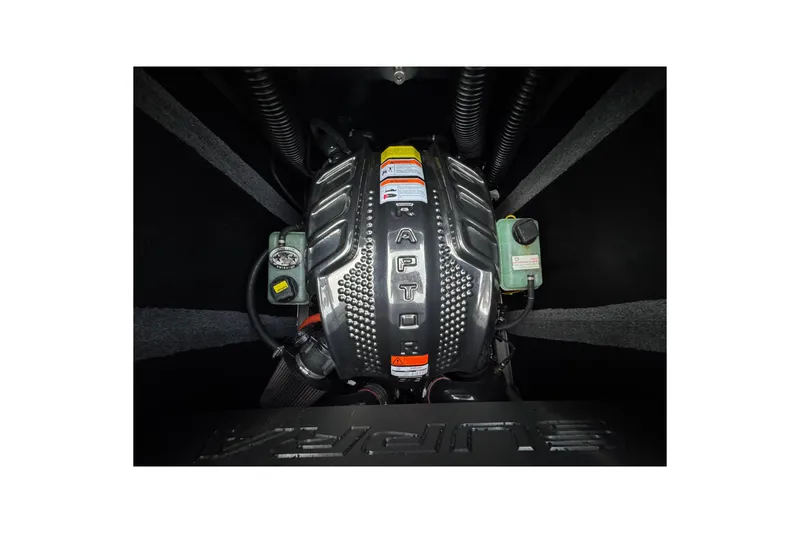 Slide: The Image of 2023 Supra SE 550 engine close-up, showcasing Raptor branding and components. - 35