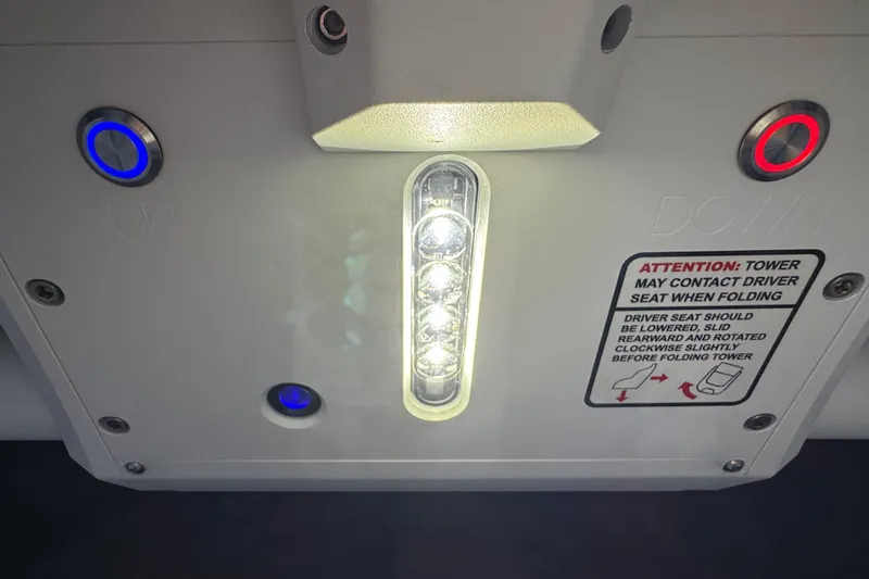 Slide: The Image of Control panel of 2023 Supra SE 550 with buttons and safety instructions. - 38