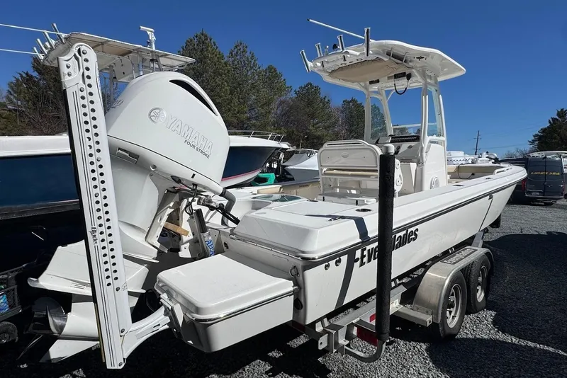 Slide: The Image of 2015 Everglades 243 Center Console boat with Yamaha engine on trailer. - 5