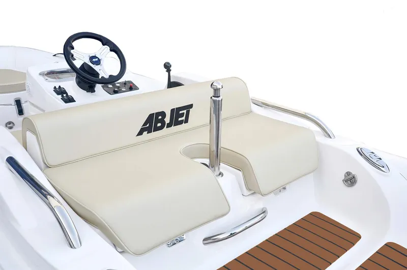 Slide: The Image of Manufacturer Provided Image: Interior of AB Inflatables ABJET 350XP 2026 with cream seats. - 4