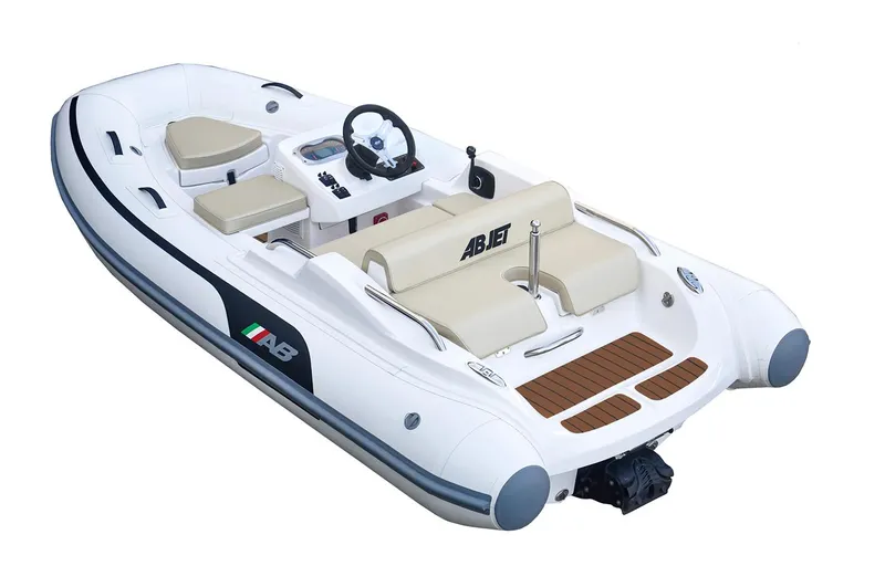 Slide: The Image of Manufacturer Provided Image: 2026 AB Inflatables ABJET 350XP, white inflatable boat with beige seats. - 7