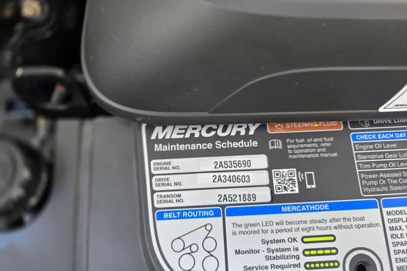 Slide: The Image of Close-up of Mercury maintenance schedule label on 2017 Formula 310 Sun Sport. - 16