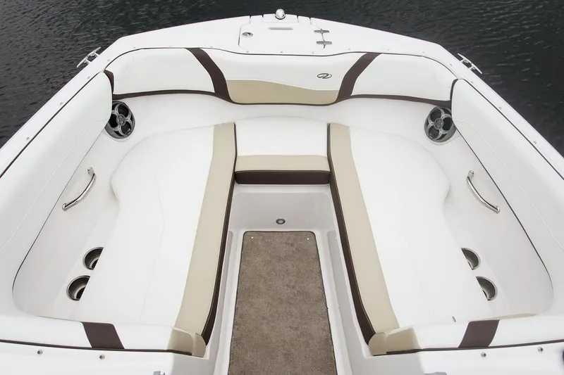 Slide: The Image of Manufacturer Provided Image: 2017 Regal 22 FasDeck boat interior with white and beige seating. - 3