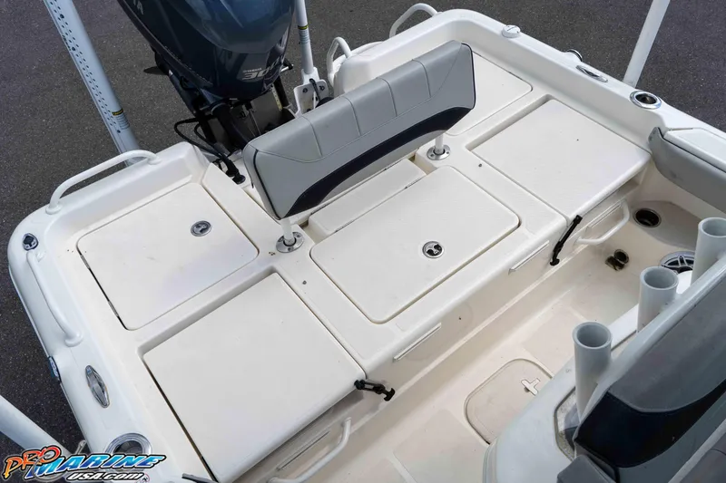 Slide: The Image of 2021 Skeeter SX2550 Family boat deck with storage compartments and seating. - 19