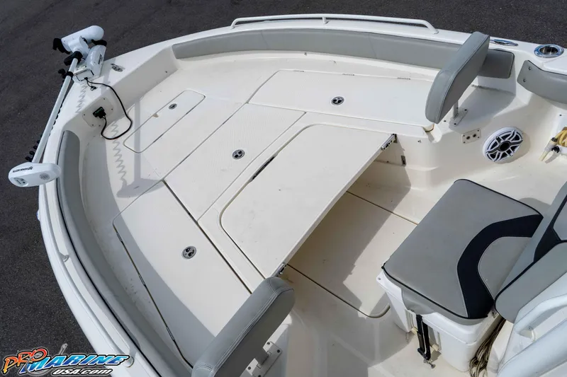 Slide: The Image of 2021 Skeeter SX2550 Family boat interior with seating and storage compartments. - 27