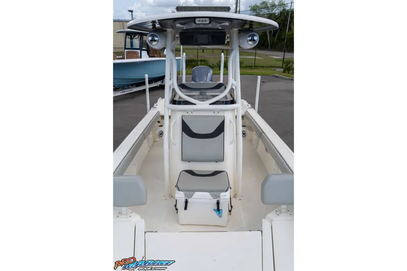 Slide: The Image of 2021 Skeeter SX2550 Family boat interior with seating and storage compartments. - 29