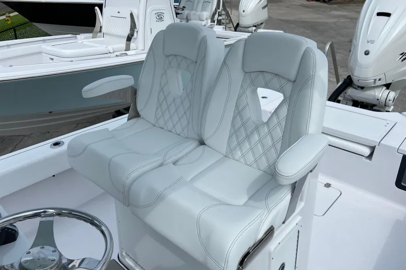 Slide: The Image of Luxurious seating on 2026 Sportsman Masters 267 Bay Boat with elegant design and comfort. - 14