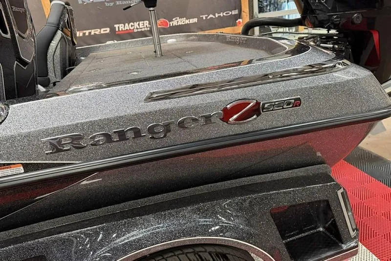 Slide: The Image of 2026 Ranger Z520R Cup-Equipped boat with sleek metallic finish and branding details. - 11