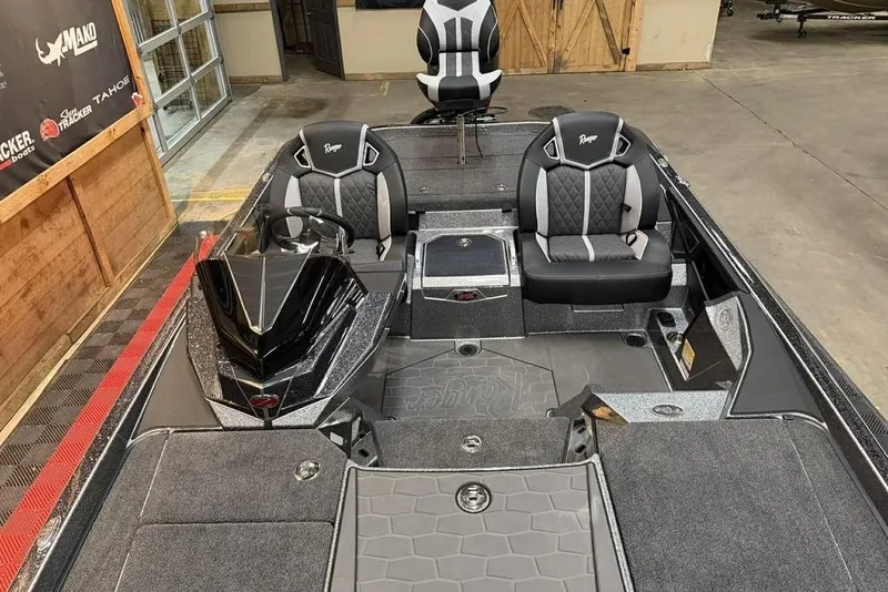 Slide: The Image of 2026 Ranger Z520R Cup-Equipped boat interior with sleek seating and modern design. - 12