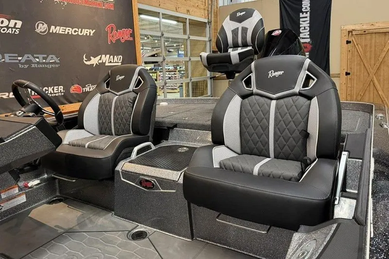 Slide: The Image of 2026 Ranger Z520R Cup-Equipped boat interior with premium seating and modern design. - 13