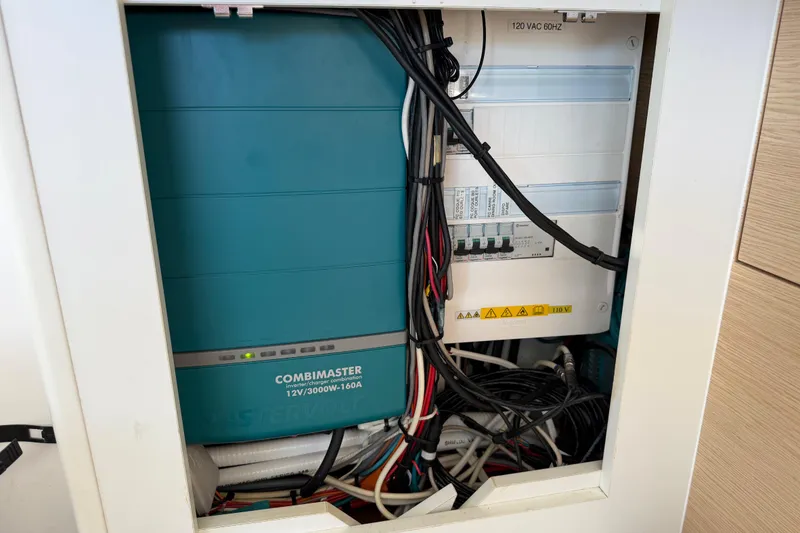 Slide: The Image of Electrical panel with CombiMaster inverter on 2014 Outremer 45 yacht. - 65