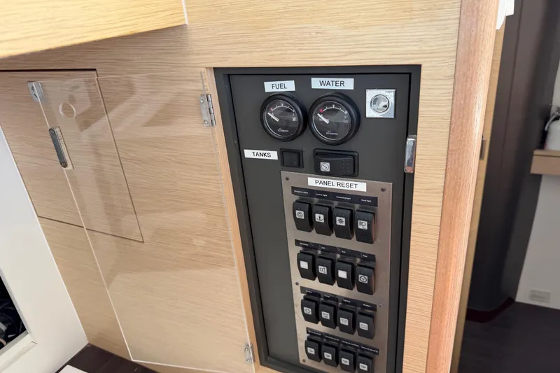 Slide: The Image of VHF radio system on 2014 Outremer 45 catamaran with distress button. - 66