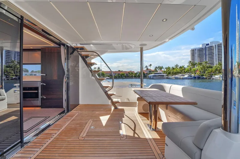 Slide: The Image of Luxurious interior of 2023 Sunseeker Manhattan 68 yacht with modern design and spacious layout. - 43