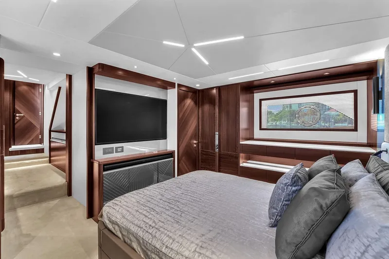 Slide: The Image of Luxurious bathroom in 2023 Sunseeker Manhattan 68 yacht with modern fixtures and elegant design. - 72