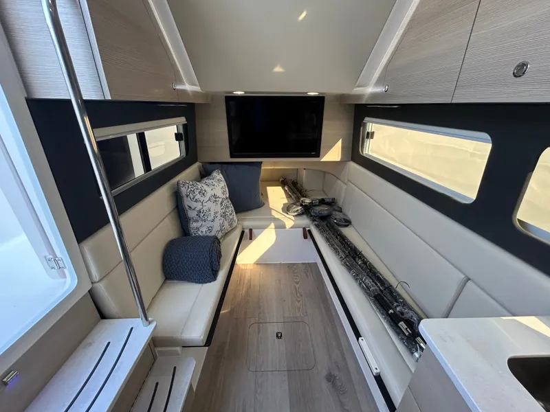 Slide: The Image of Interior of Scout 435 LXF yacht, modern and luxurious, year 2026. - 16
