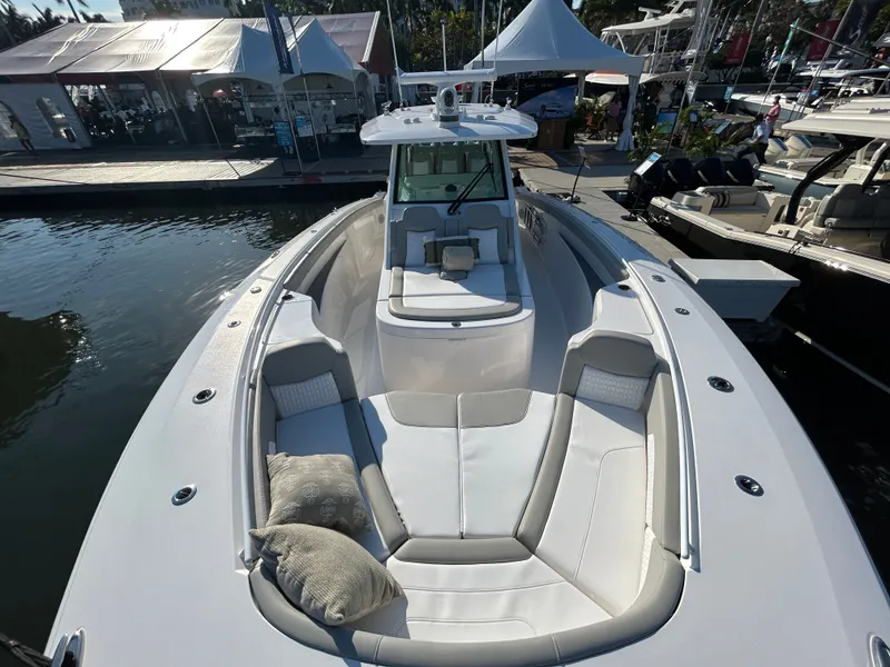 Slide: The Image of Luxurious 2026 Scout 435 LXF boat with elegant interior design. - 8