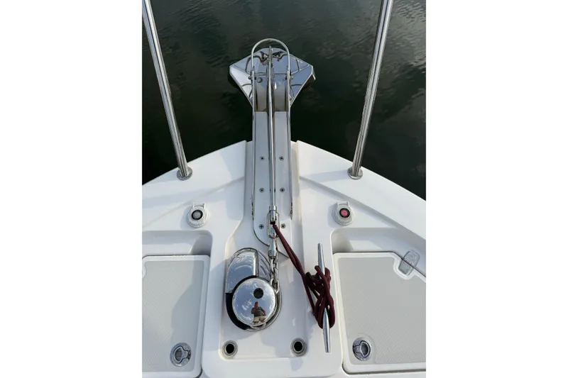 Slide: The Image of Bow of 2022 Back Cove 39O boat with anchor and mooring equipment. - 24