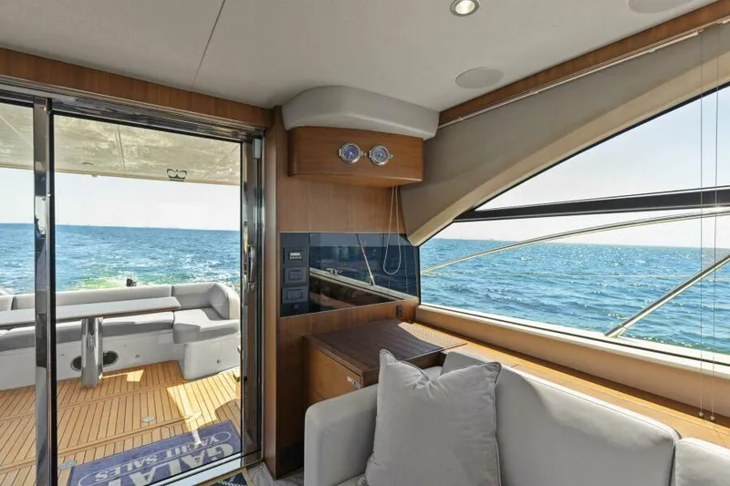 Slide: The Image of Luxurious 2016 Princess 60 Flybridge yacht interior with ocean view. - 12
