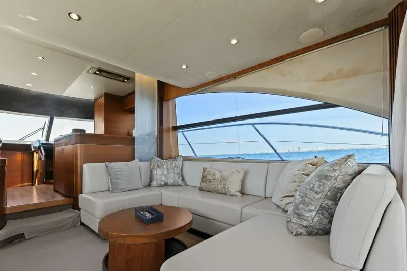 Slide: The Image of Luxurious interior of 2016 Princess 60 Flybridge yacht with ocean view. - 21