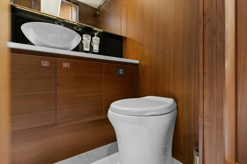 Slide: The Image of Luxurious bathroom on 2016 Princess 60 Flybridge yacht with modern fixtures. - 39