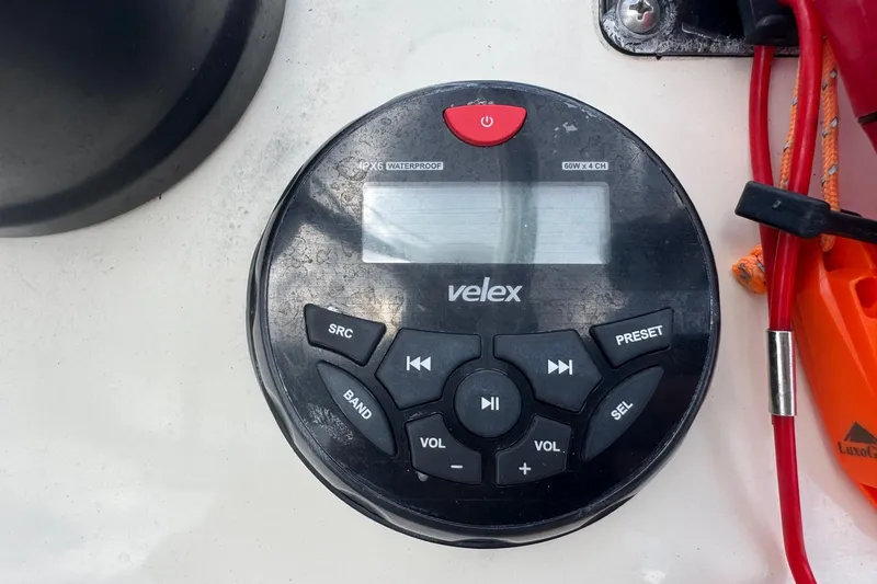Slide: The Image of Waterproof Velex audio control panel on a 1991 Hoog Comet 14 boat. - 9