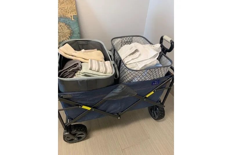 Slide: The Image of Collapsible cart with towels and linens, Outremer 51, 2020 model. - 147